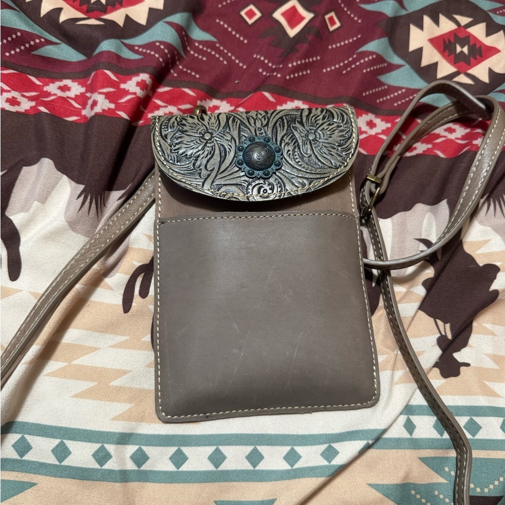 MONTANA WEST Elegant Gray Leather Crossbody Bag
